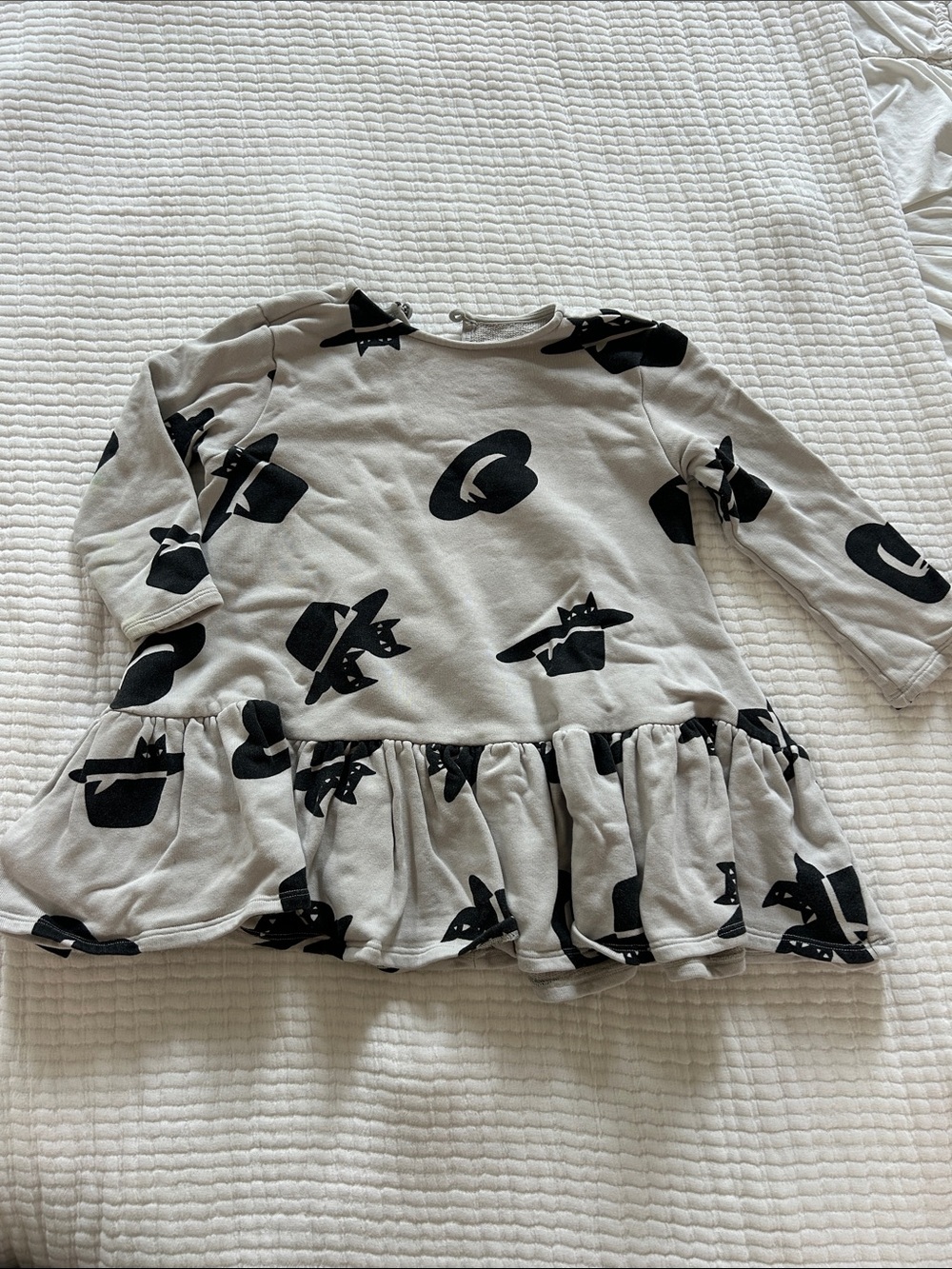 OMAMImini Cats And Hats Ruffle Girls Dress - Cloud